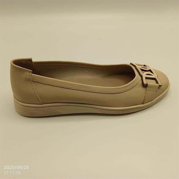 2001 Bej Hakiki Deri Babet – Metal Aksesuarlı - 1