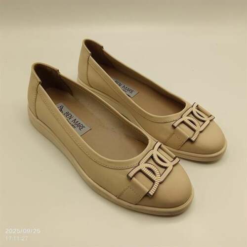 2001 Bej Hakiki Deri Babet – Metal Aksesuarlı - 2