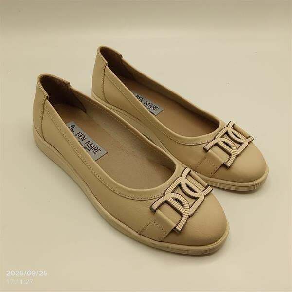 2001 Bej Hakiki Deri Babet – Metal Aksesuarlı - 2