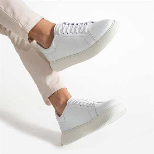 3420 Erkek Deri Sneaker - Beyaz