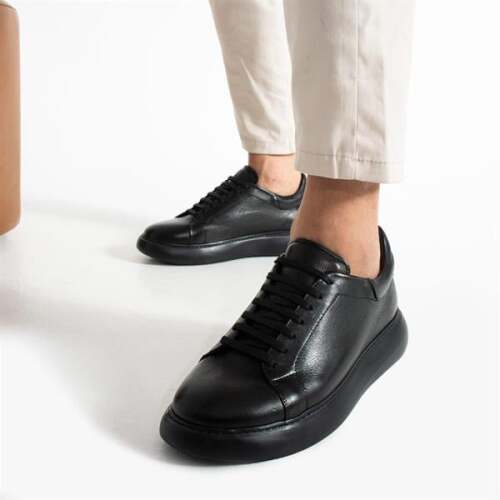 3420 Erkek Deri Sneaker - Siyah - 2