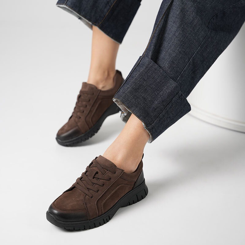 Acorn Kahve Nubuk Deri Kadın Sneaker – Esnek Kauçuk Taban - 2