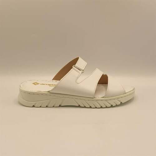 Alda Beyaz Deri Comfort Kadın Terlik