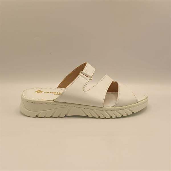 Alda Beyaz Deri Comfort Kadın Terlik - 1