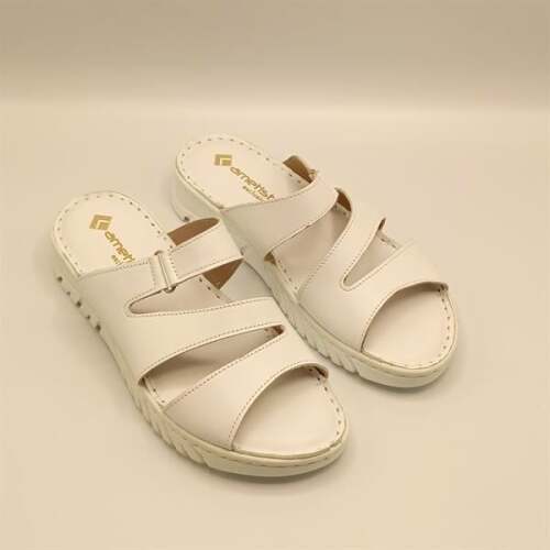 Alda Beyaz Deri Comfort Kadın Terlik - 2