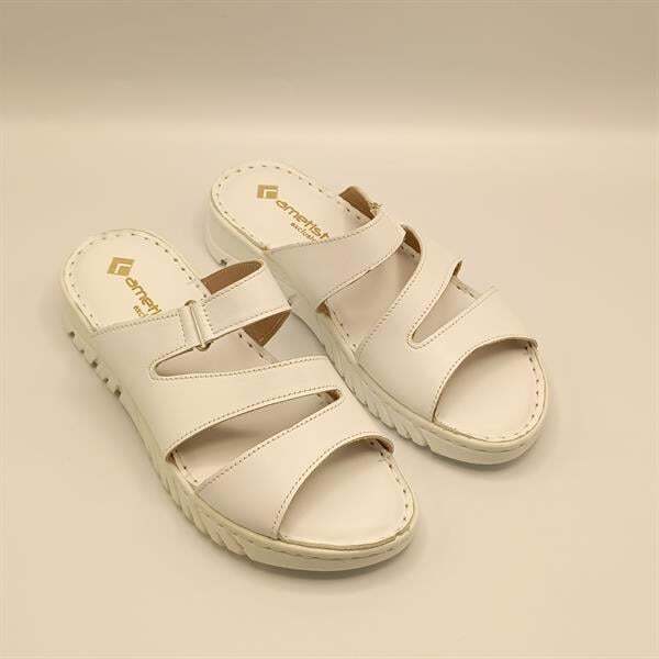 Alda Beyaz Deri Comfort Kadın Terlik - 2