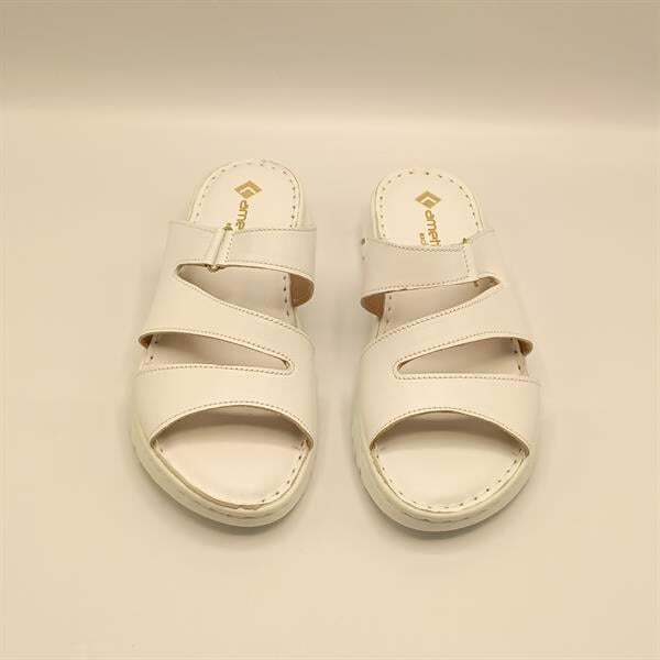 Alda Beyaz Deri Comfort Kadın Terlik - 3