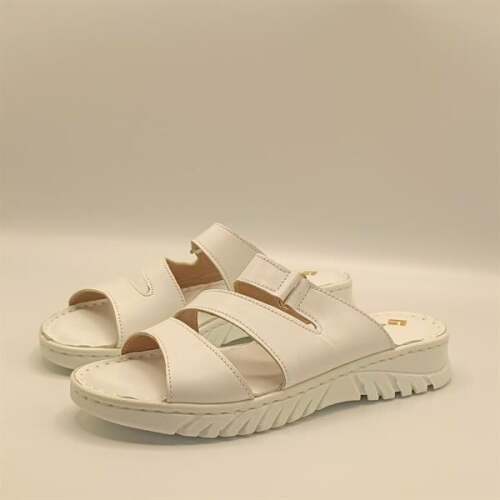 Alda Beyaz Deri Comfort Kadın Terlik - 4