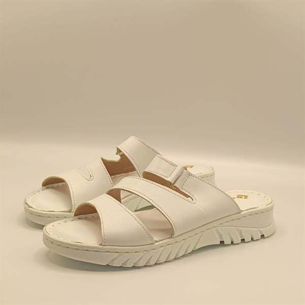 Alda Beyaz Deri Comfort Kadın Terlik - 4