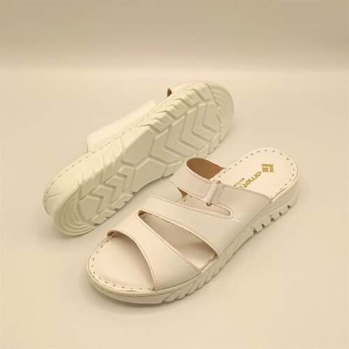 Alda Beyaz Deri Comfort Kadın Terlik - 5