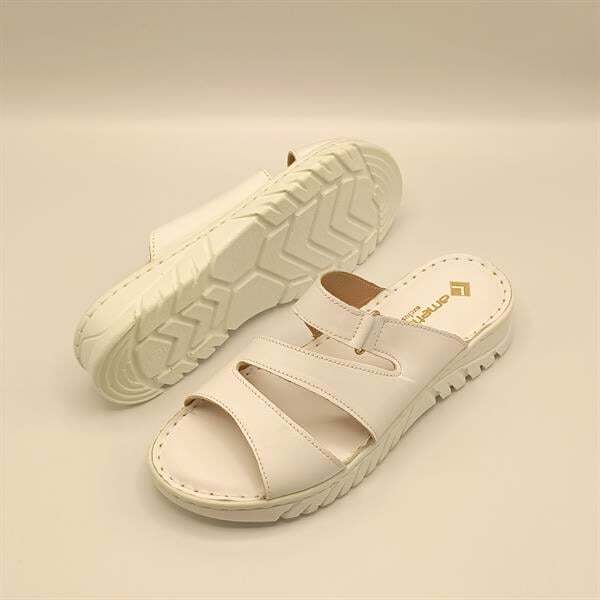 Alda Beyaz Deri Comfort Kadın Terlik - 5