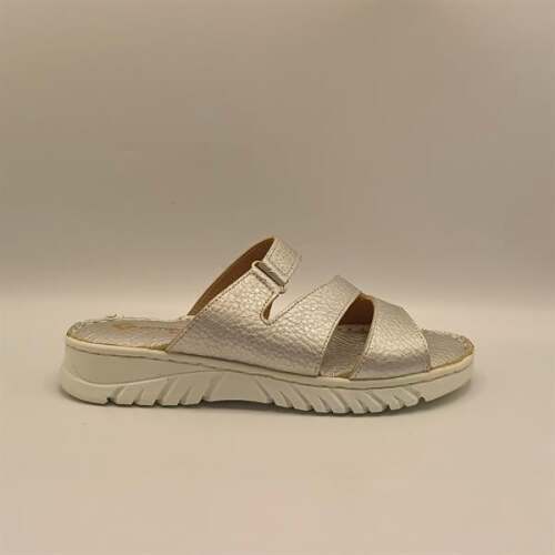 Alda Gümüş Deri Comfort  Kadın Terlik