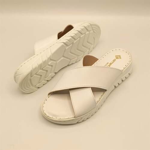 Alessia Beyaz Deri Comfort  Kadın  Terlik - 5