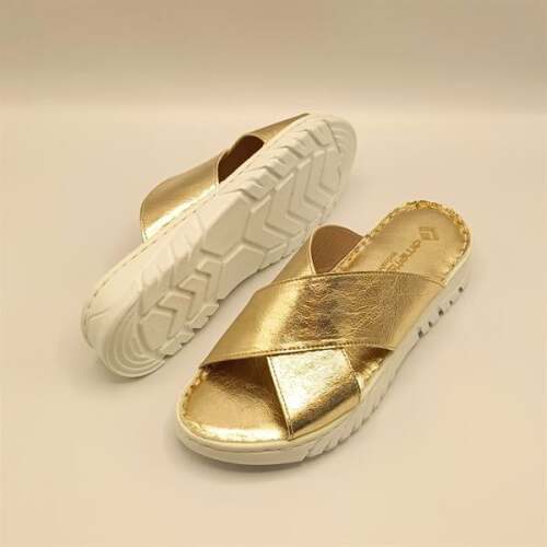 Alessia Gold Deri Comfort  Kadın Terlik - 5