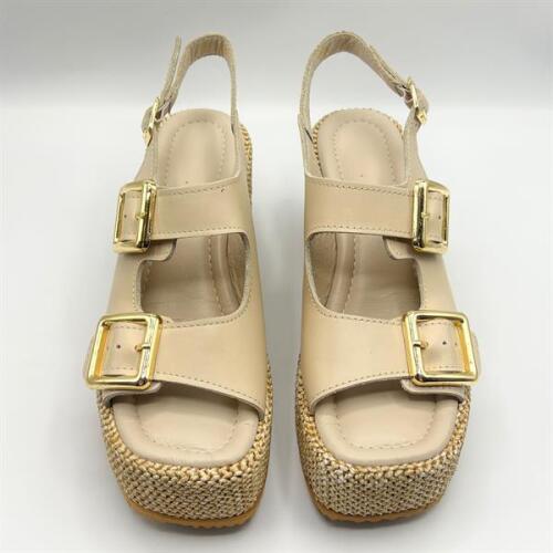 Ametist Exclusive Frida Bej Deri Dolgu Topuk Kadın Sandalet - 3