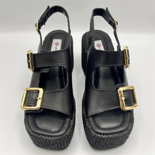 Ametist Exclusive Frida Siyah Deri Dolgu Topuk Kadın Sandalet - 3