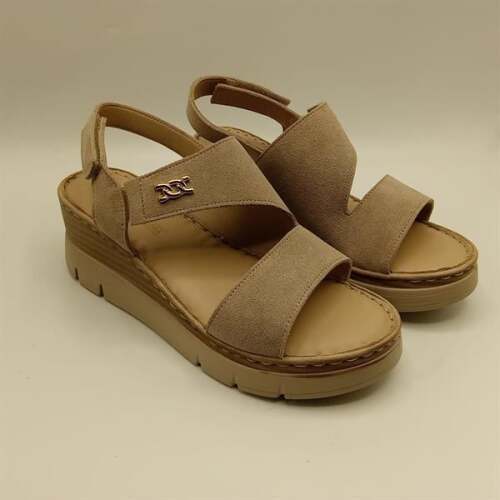 Ametist Exclusive Stabil Bej Süet Platform Kadın Sandalet | Zarafet ve Konfor - 2