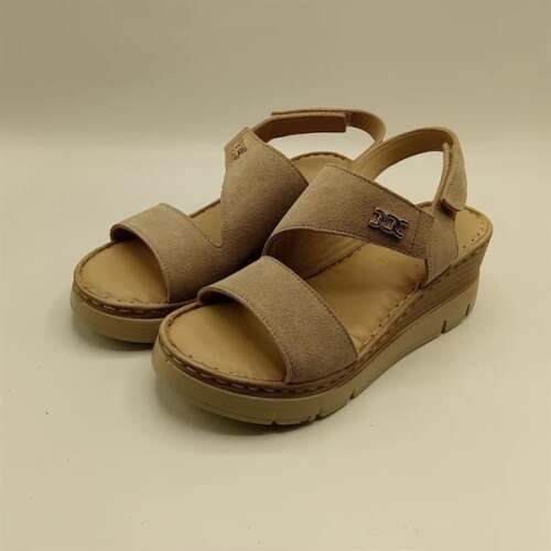 Ametist Exclusive Stabil Bej Süet Platform Kadın Sandalet | Zarafet ve Konfor - 4