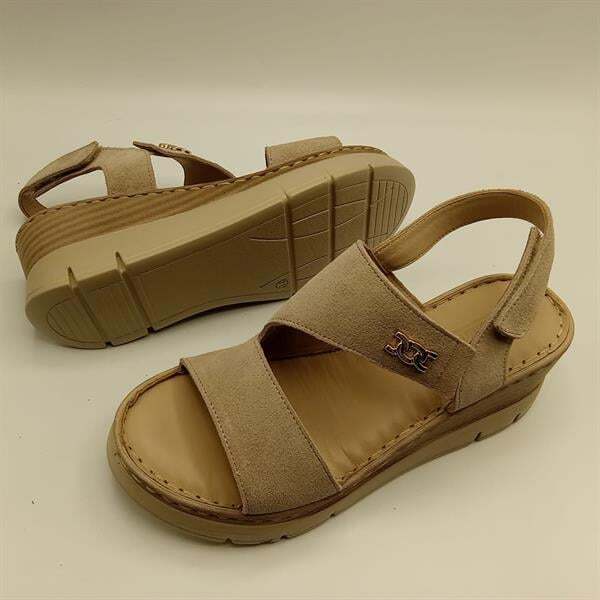 Ametist Exclusive Stabil Bej Süet Platform Kadın Sandalet | Zarafet ve Konfor - 5