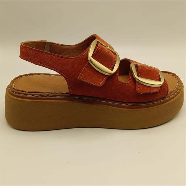 Ametist Exclusive Stabil Oranj Süet Platform Kadın Sandalet | Tokalı & Kaydırmaz Tabanlı Yaz Şıklığı - 1