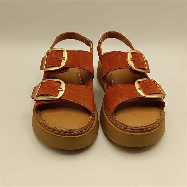 Ametist Exclusive Stabil Oranj Süet Platform Kadın Sandalet | Tokalı & Kaydırmaz Tabanlı Yaz Şıklığı - 3