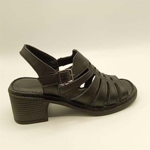 Ametist Exclusive Stabil Siyah Topuklu Kadın Sandalet | Deri Klasik Şıklık ve Konfor