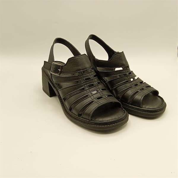 Ametist Exclusive Stabil Siyah Topuklu Kadın Sandalet | Deri Klasik Şıklık ve Konfor - 2