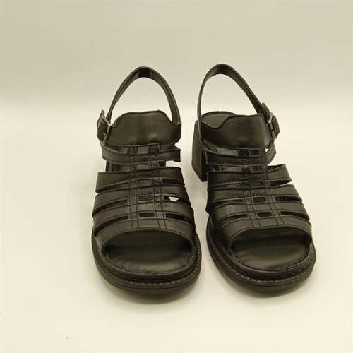 Ametist Exclusive Stabil Siyah Topuklu Kadın Sandalet | Deri Klasik Şıklık ve Konfor - 3