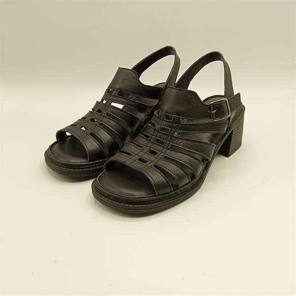 Ametist Exclusive Stabil Siyah Topuklu Kadın Sandalet | Deri Klasik Şıklık ve Konfor - 4