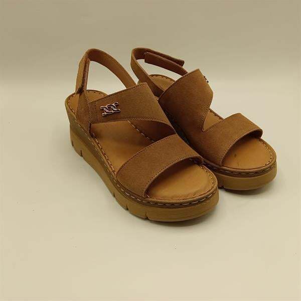 Ametist Exclusive Stabil Taba Süet Platform Kadın Sandalet | Gerçek Deri Konfor - 2