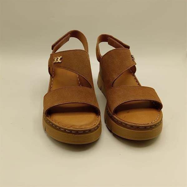 Ametist Exclusive Stabil Taba Süet Platform Kadın Sandalet | Gerçek Deri Konfor - 3