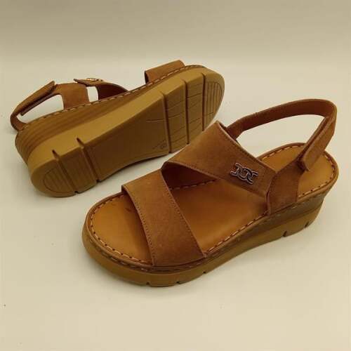 Ametist Exclusive Stabil Taba Süet Platform Kadın Sandalet | Gerçek Deri Konfor - 5