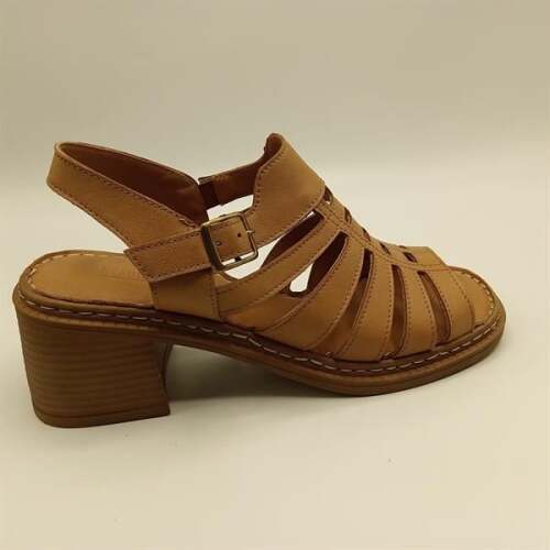 Ametist Exclusive Stabil Taba Topuklu Kadın Sandalet | Konforlu Klasik Tarz