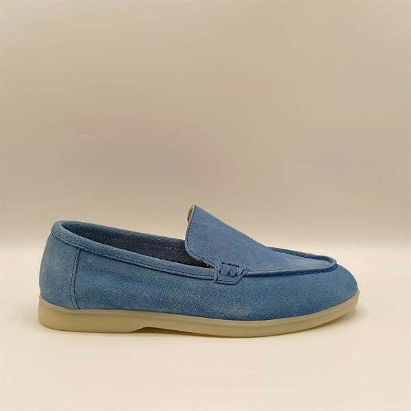 Amy Mavi Süet Kadın Loafer Ayakkabı - 1