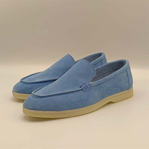 Amy Mavi Süet Kadın Loafer Ayakkabı - 4