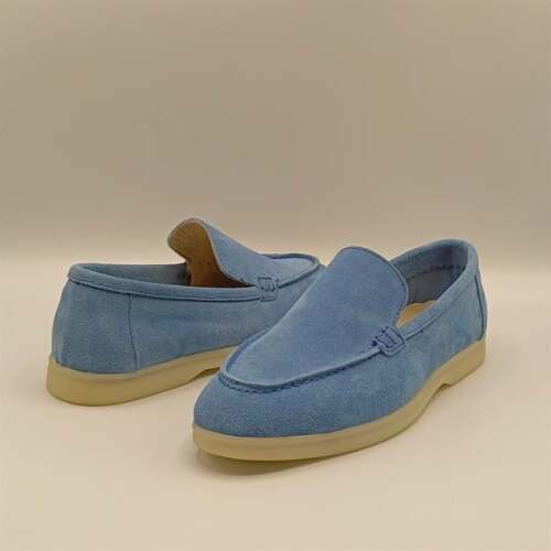 Amy Mavi Süet Kadın Loafer Ayakkabı - 5