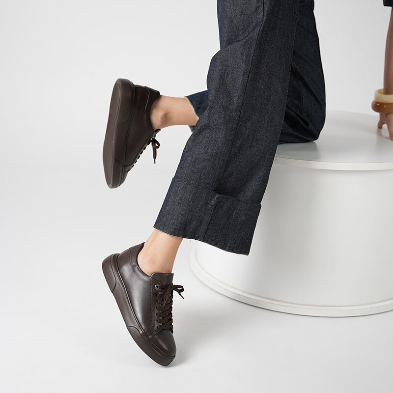 Anka Kahve Gerçek Deri Kadın Sneaker – Hafif Eva Taban - 2