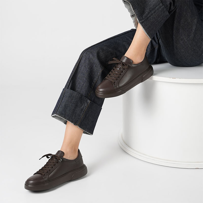 Anka Kahve Gerçek Deri Kadın Sneaker – Hafif Eva Taban - 3