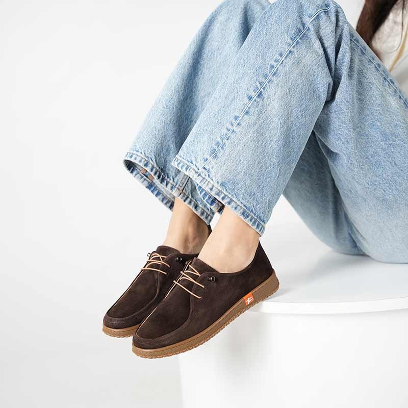 Ariss Acı Kahve Süet Gerçek Deri Kadın Günlük Ayakkabı – Hafif Esnek Kauçuk Taban - 2