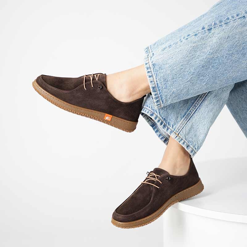 Ariss Acı Kahve Süet Gerçek Deri Kadın Günlük Ayakkabı – Hafif Esnek Kauçuk Taban - 1