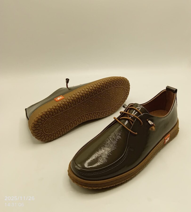 Ariss Haki Kırışık Rugan Gerçek Deri Kadın Günlük Ayakkabı – Hafif Esnek Kauçuk Taban - 8