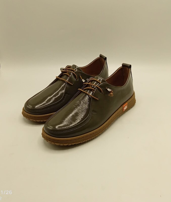 Ariss Haki Kırışık Rugan Gerçek Deri Kadın Günlük Ayakkabı – Hafif Esnek Kauçuk Taban - 5