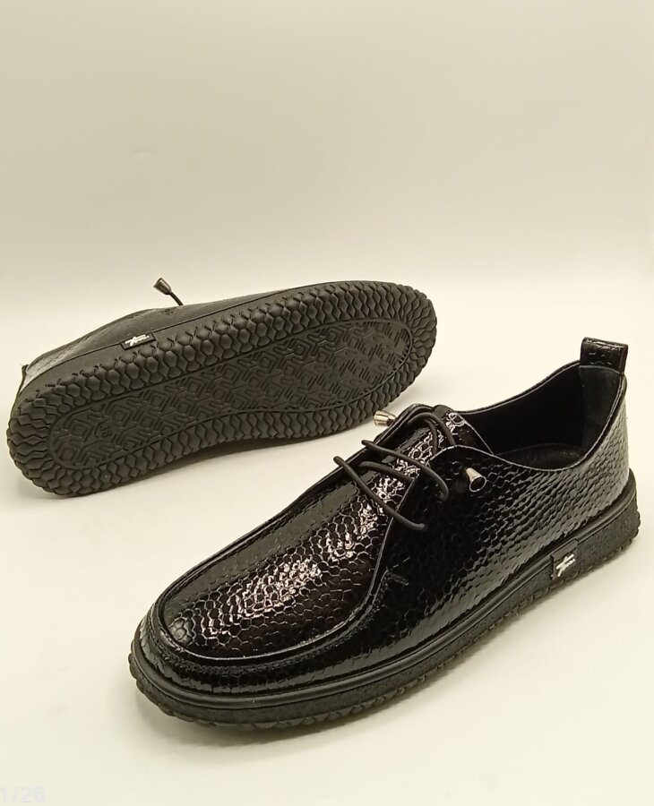 Ariss Siyah Fasulye Desen Gerçek Deri Kadın Günlük Ayakkabı – Hafif Esnek Kauçuk Taban - 8