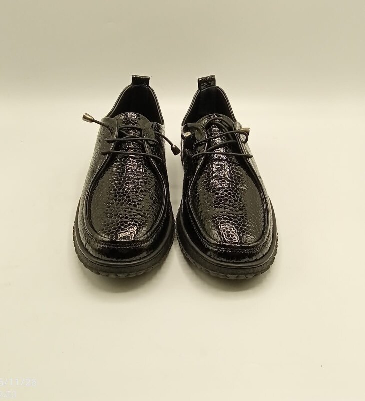 Ariss Siyah Fasulye Desen Gerçek Deri Kadın Günlük Ayakkabı – Hafif Esnek Kauçuk Taban - 6