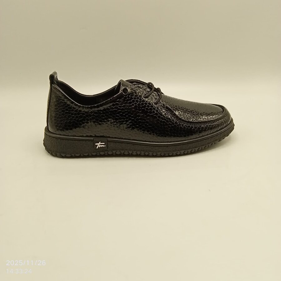 Ariss Siyah Fasulye Desen Gerçek Deri Kadın Günlük Ayakkabı – Hafif Esnek Kauçuk Taban - 7