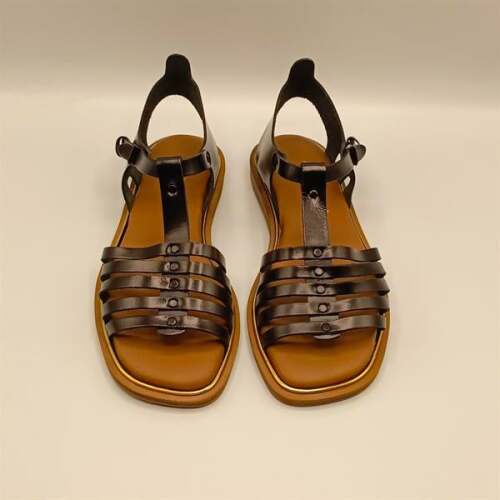 Asta Siyah Deri Düz Kadın Sandalet - 3