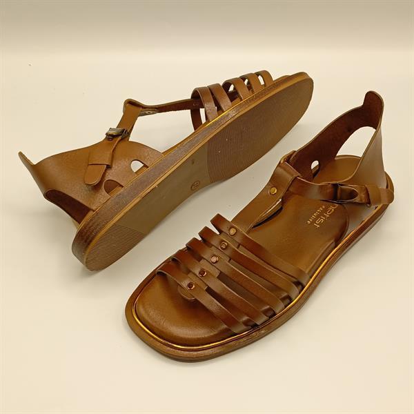 Asta Taba Deri Düz Kadın Sandalet - 5