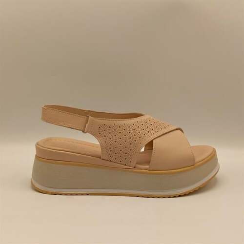 Athena Pudra Deri Dolgu Topuk Sandalet