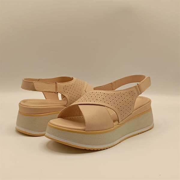 Athena Pudra Deri Dolgu Topuk Sandalet - 4