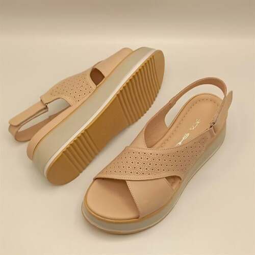 Athena Pudra Deri Dolgu Topuk Sandalet - 5